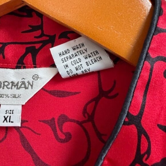 Vintage Dorman Womens 100% Silk Asian Design Button Blouse Top Size XL Lagenlook - Picture 3 of 9